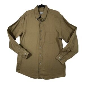 Talbots Mens Long Sleeve Button Down Shirt Brown Plaid 100% Cotton Size L